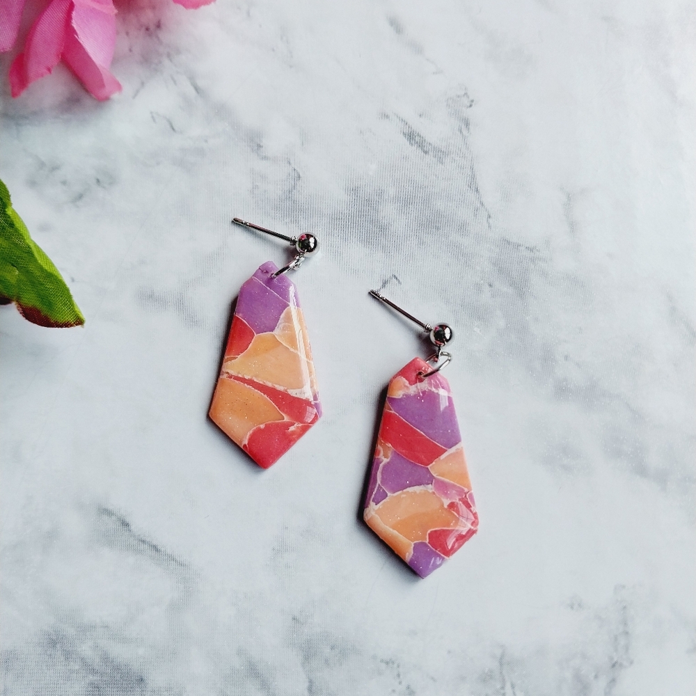 OpalGlaze Quartz Clay Earrings Solid colors Hand crafted Earrings.